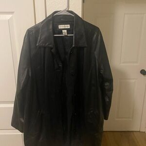 Preston & York Black Leather Trench Coat